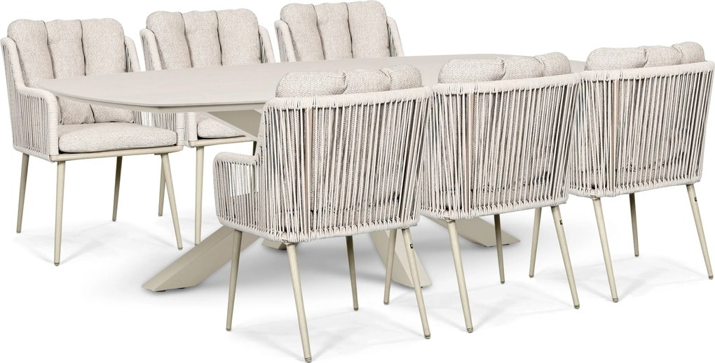 Tuinset 6 personen 240 cm Rope Zand/Beige Lifestyle Garden Furniture Tivoli/Voyage
