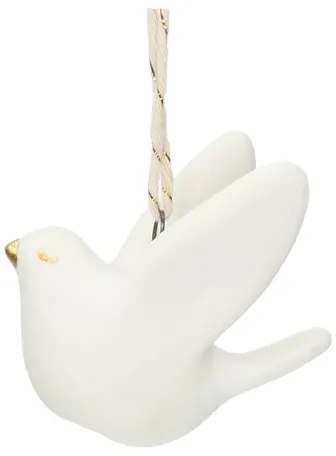 Kersthanger duif, wit porselein, 4,5 cm
