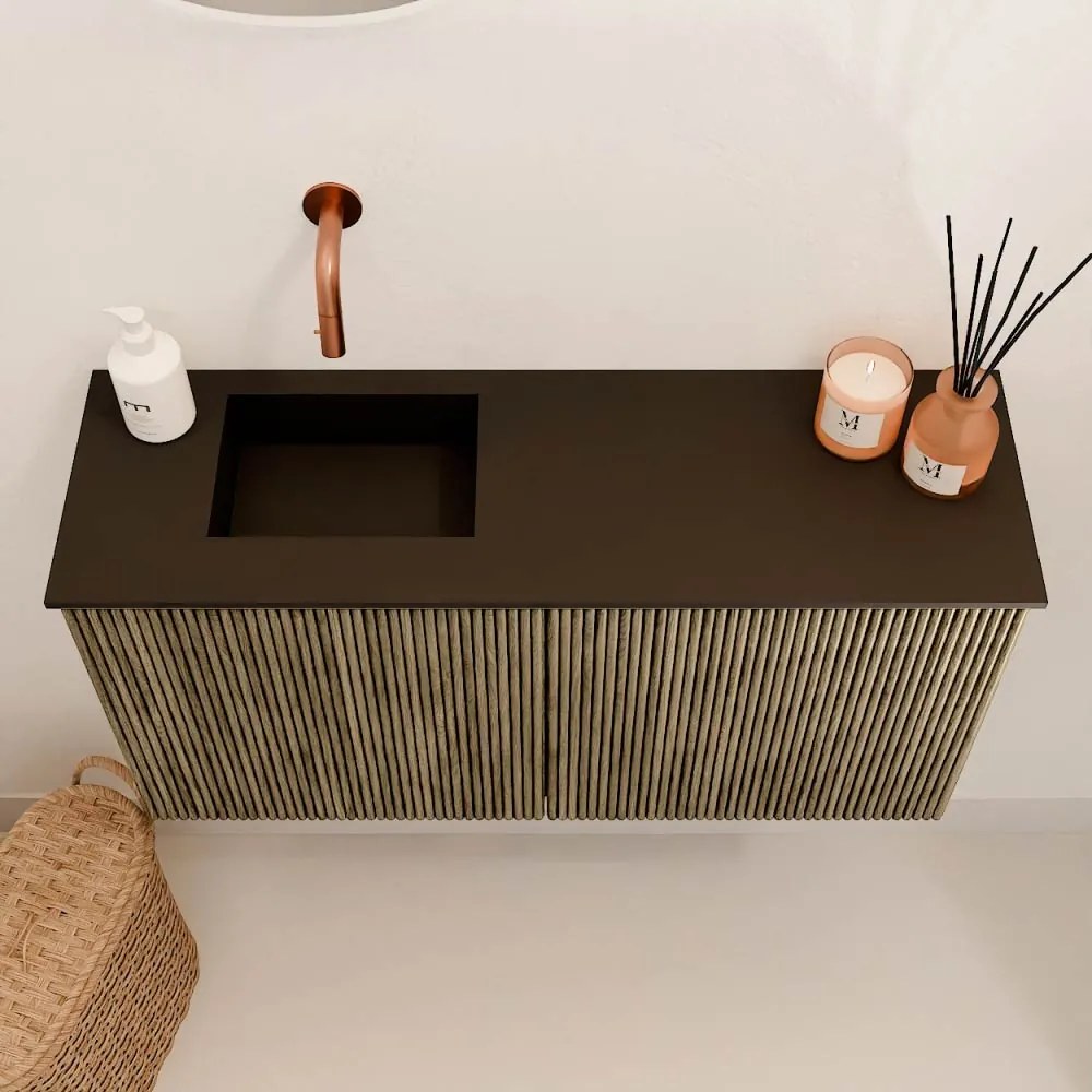 Mondiaz Joya 80cm toiletmeubel dusk met wastafel faye links zonder kraangat urban