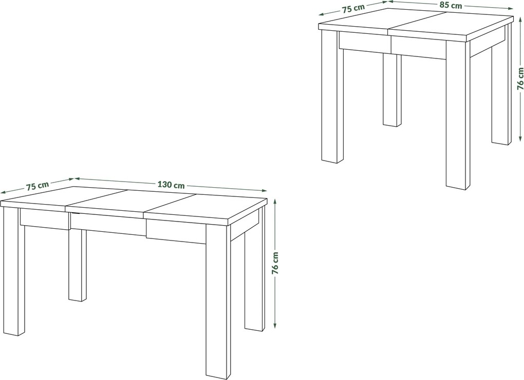 FONTE Eikenhout Artisan / beige - KLASSIEKE KEUKEN- /WOONKAMERTAFEL 85x75 UITKLAPBAAR TOT 130 cm!