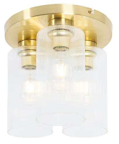 Art Deco plafondlamp goud met glas 3-lichts - Laura Art Deco E27 rond Binnenverlichting Lamp