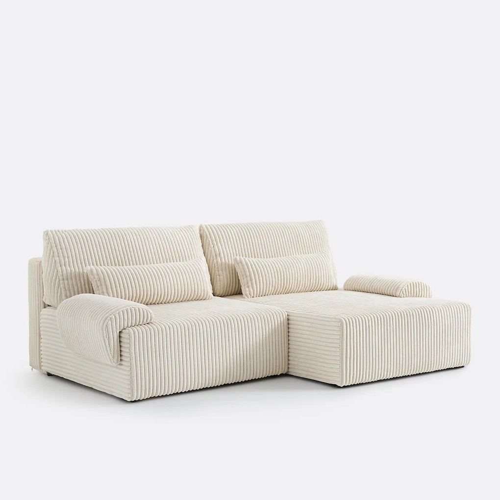 Omvormbare hoekbank met koffer, van ribfluweel XL, MAONA