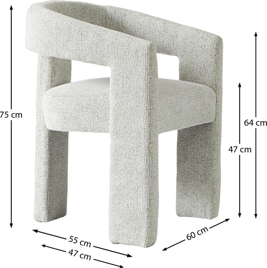 Design Eetkamerstoel Creme Volledig Stof