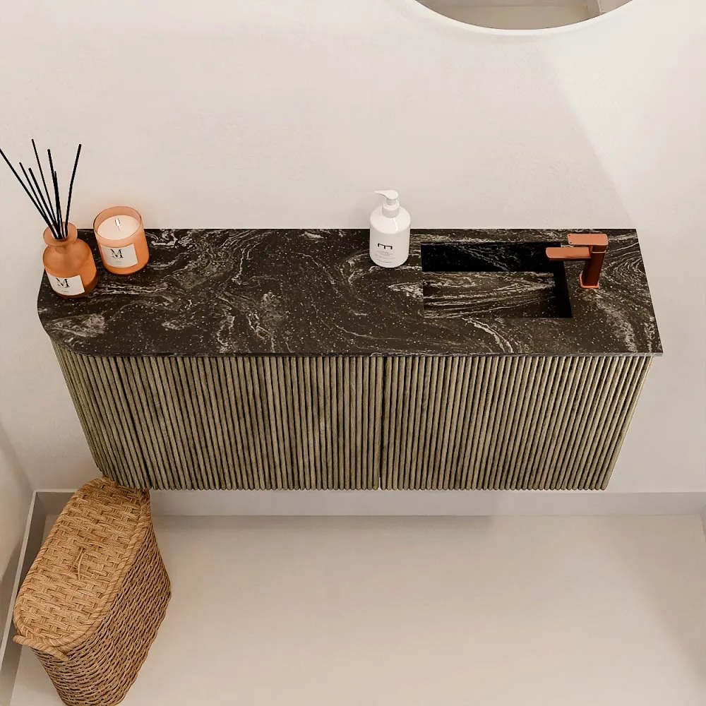 Mondiaz Joya DLux 90cm toiletmeubel ronding links dusk met wastafel faye rechts 1 kraangat lava