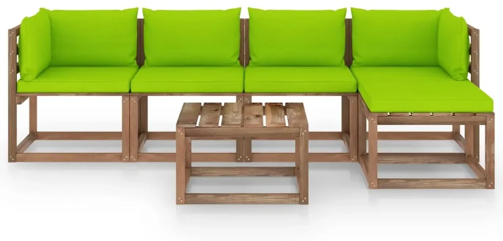 vidaXL 6-delige Loungeset met heldergroene kussens