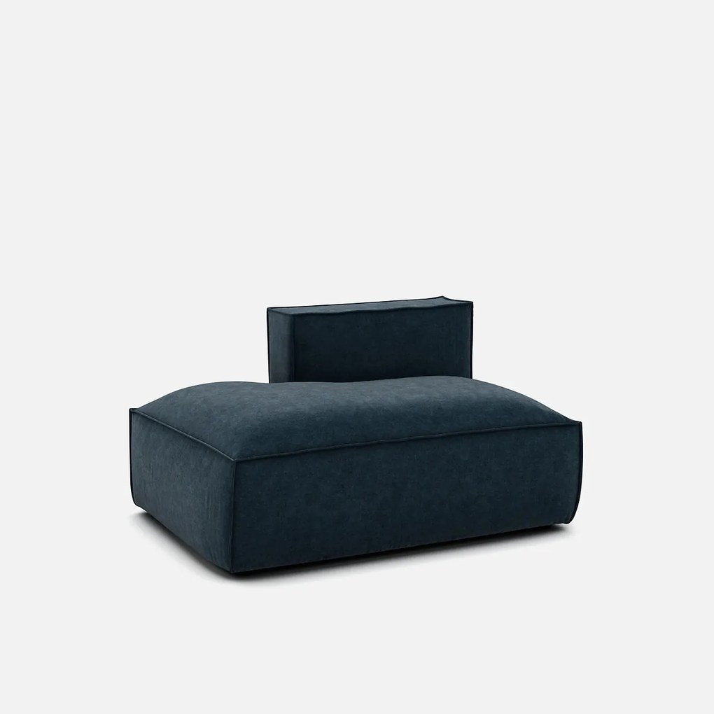 Loungebank element links voor modulaire bank, in fluweel met structuur, SEVEN