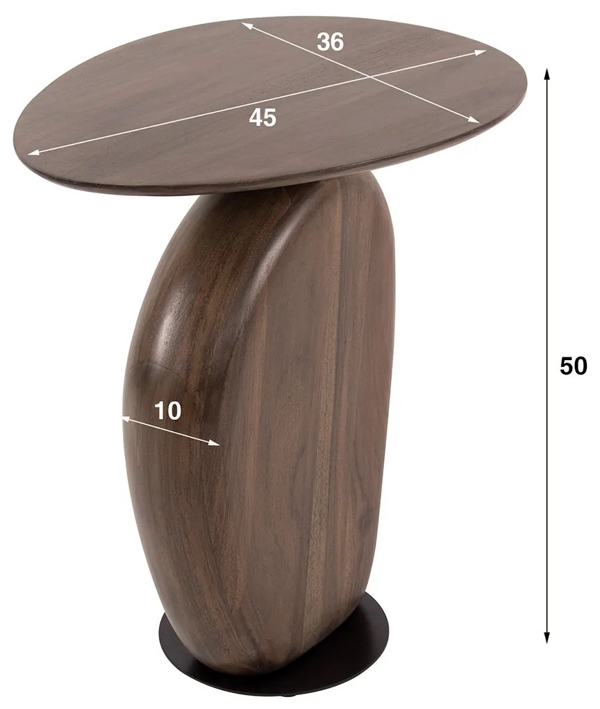 Design Bijzettafel Bruin Hout - 45 X 36cm.