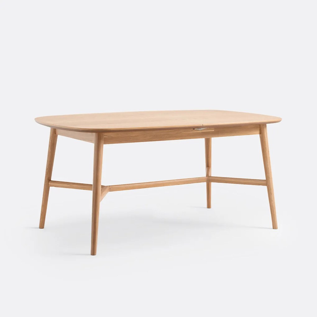 Uitschuifbare eettafel, eiken en fineer, 6 tot 8 couverts, YVAN