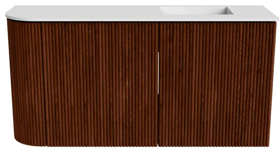 Mondiaz Joya 80cm toiletmeubel ronding links ruby met wastafel faye rechts zonder kraangat talc