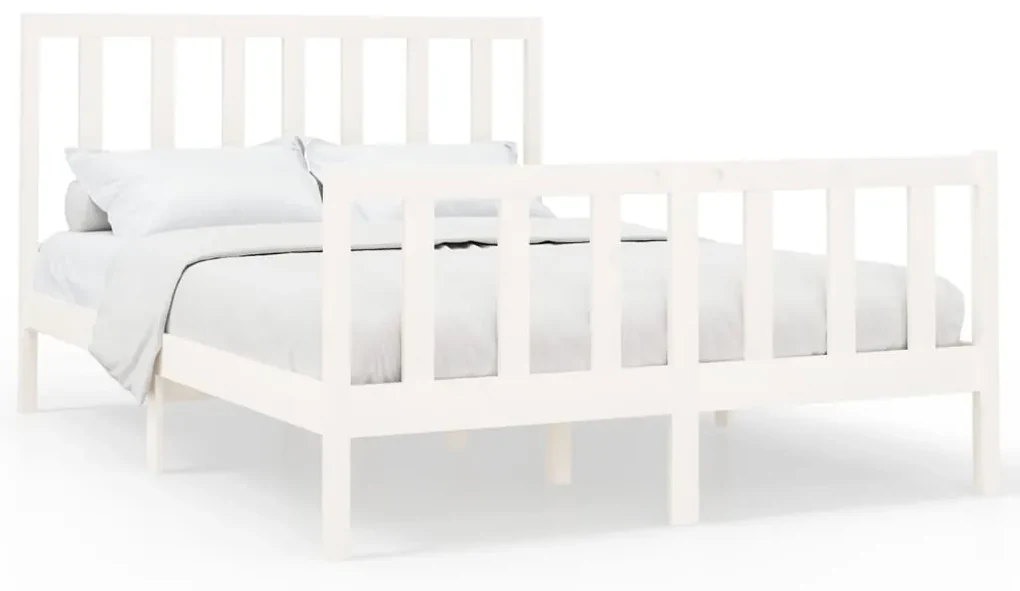 vidaXL Bedframe massief grenenhout wit 140x200 cm