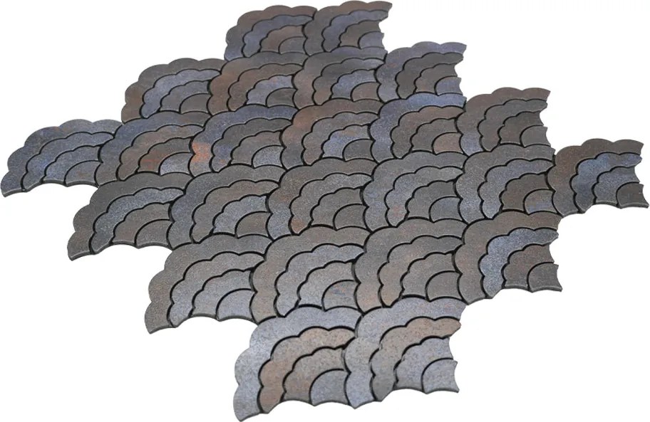 Zelfklevende Mozaïektegels Metaal | Waaier Antraciet | 26,8×28,1 cm | Keuken, Bad & WC