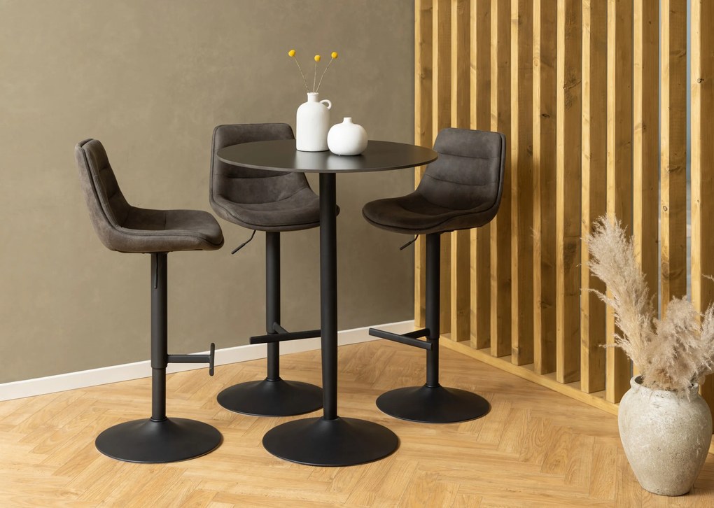 IDA Bruin Antraciet (stof Preston 96)/zwarte poot - GESTOFFEERDE BARSTOEL VOOR KEUKEN/LOUNGE/RESTAURANT