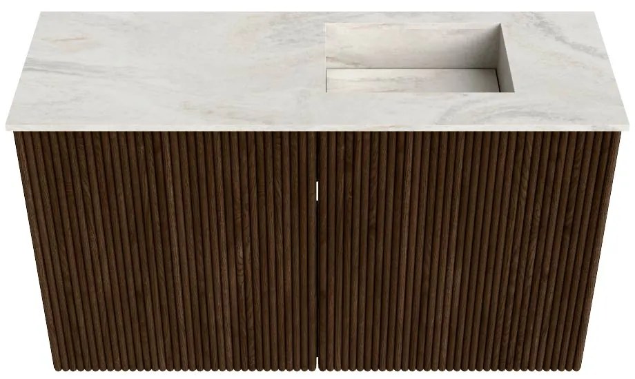Mondiaz Joya DLux 70cm toiletmeubel walnut met wastafel faye rechts 1 kraangat ostra