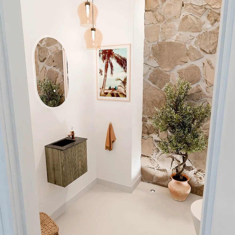 Mondiaz Joya DLux 40cm toiletmeubel dusk met wastafel faye links 1 kraangat lava
