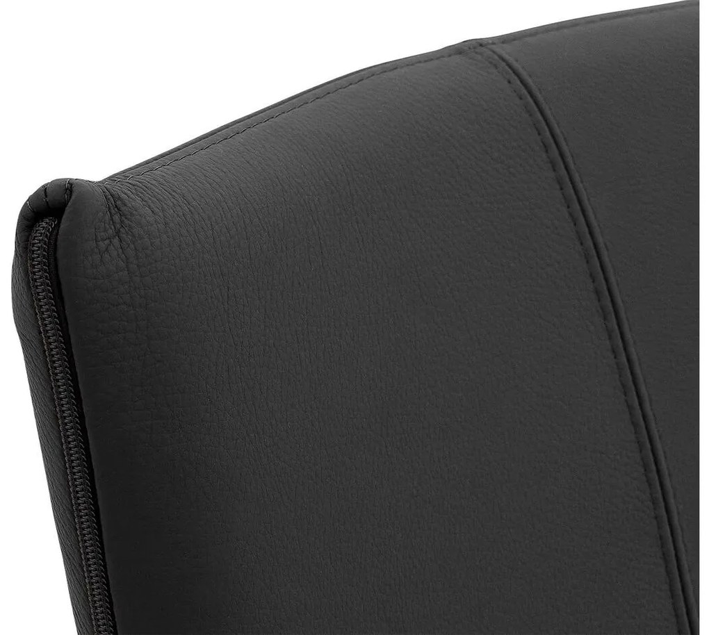 Goossens Eetkamerstoel Funk RVS Poten donkergrijs leer leuning en Transparant skater wiel met rvs kapmet wielen, modern design