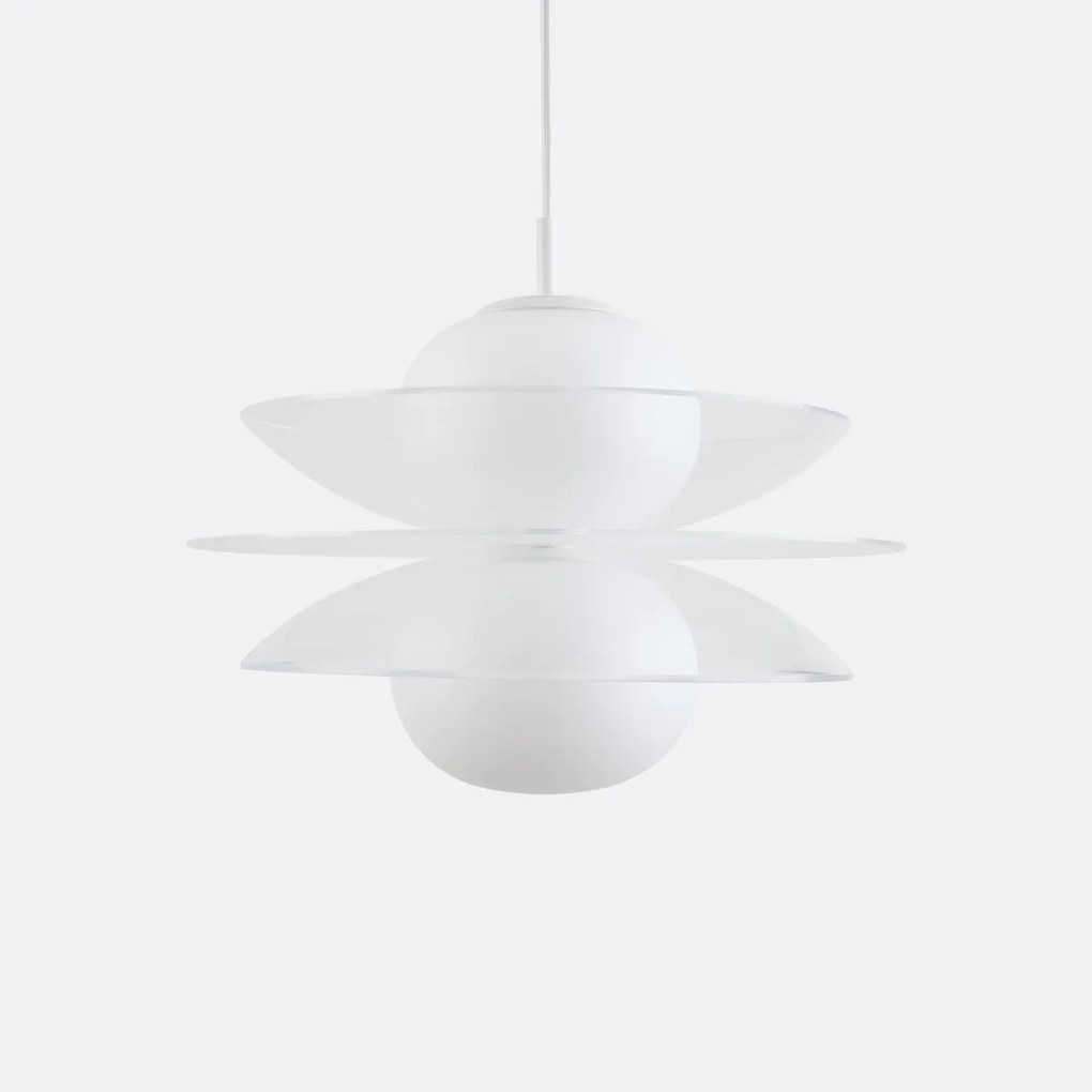 Hanglamp van plexiglas en opalineglas, Okara