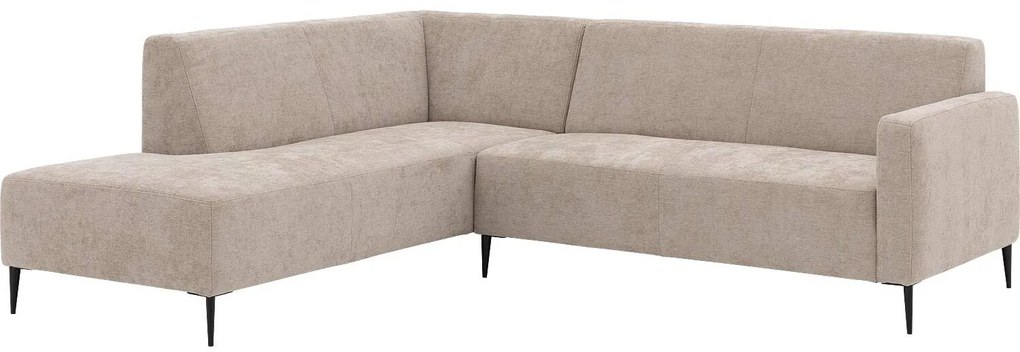 Goossens Zitmeubel Key West bruin, stof, 2-zits, modern design met ligelement links