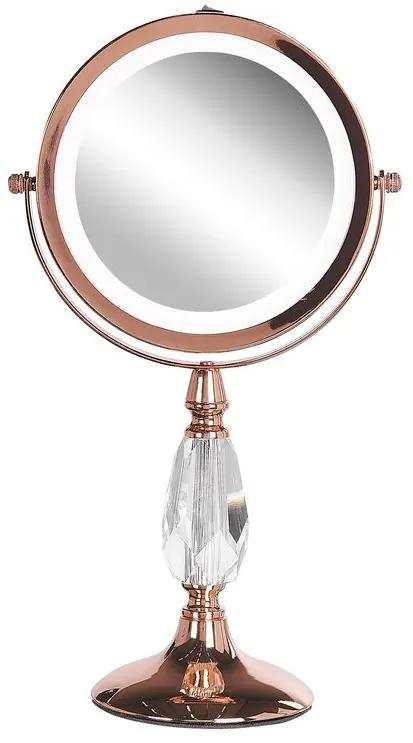 Verlichte rosé gouden make-up spiegel ø 18 cm MAURY Beliani