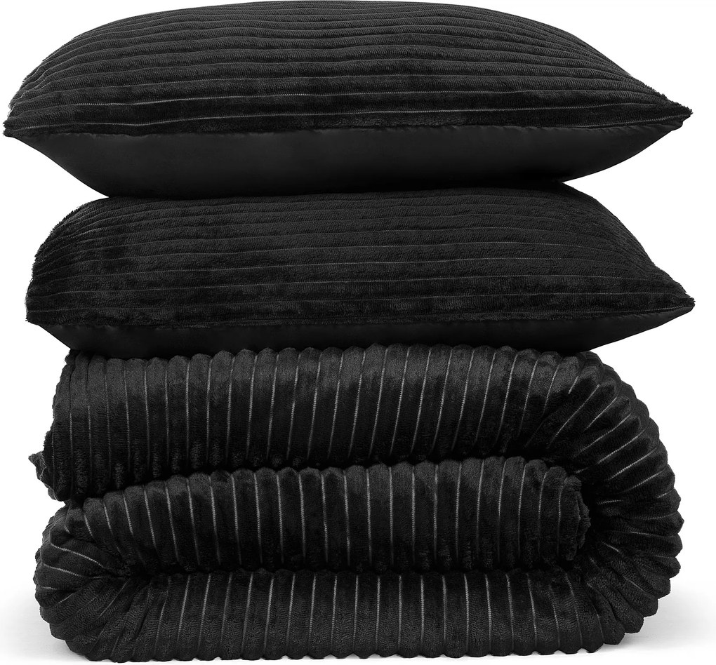 Dekbedovertrek Rib Flanel– 100% zacht materiaal – 200×220 – zwart