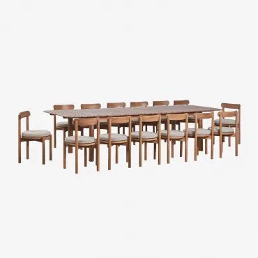 Set Van Een Uitschuifbare Rechthoekige Tafel 250-310x105 Cm Duala En 14 Tuinstoelen Van Acaciahout Nualis Acacia Bruin - Sklum