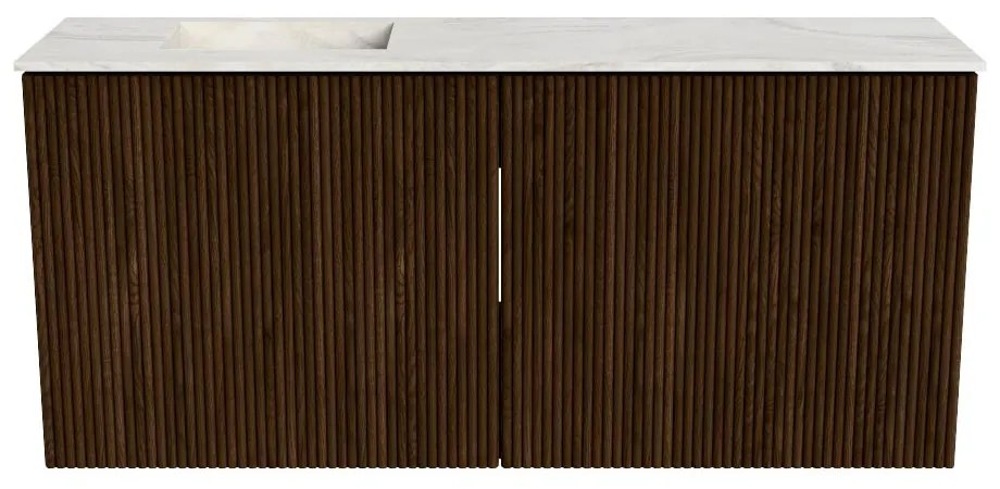 Mondiaz Joya DLux 90cm toiletmeubel walnut met wastafel faye links 1 kraangat ostra
