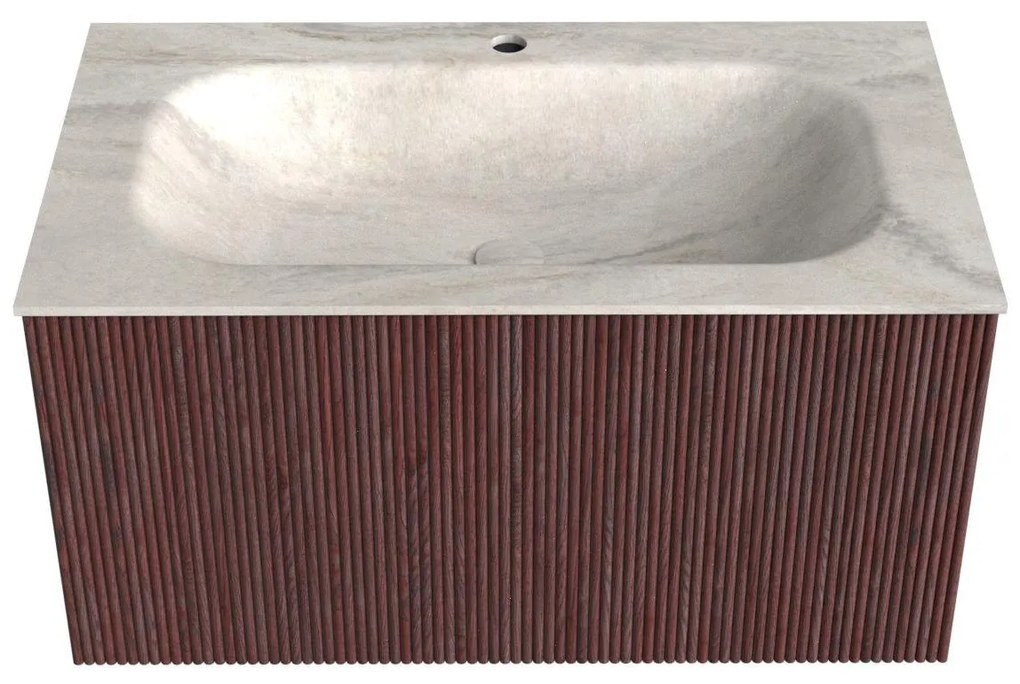 Mondiaz Kurve-dlux 80cm badmeubel ruby met 1 lade en wastafel big small midden 1 kraangat ostra