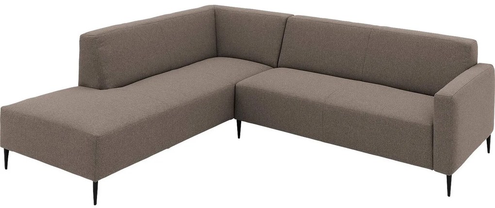 Goossens  Key West bruin, stof, 2,5-zits, modern design met ligelement links