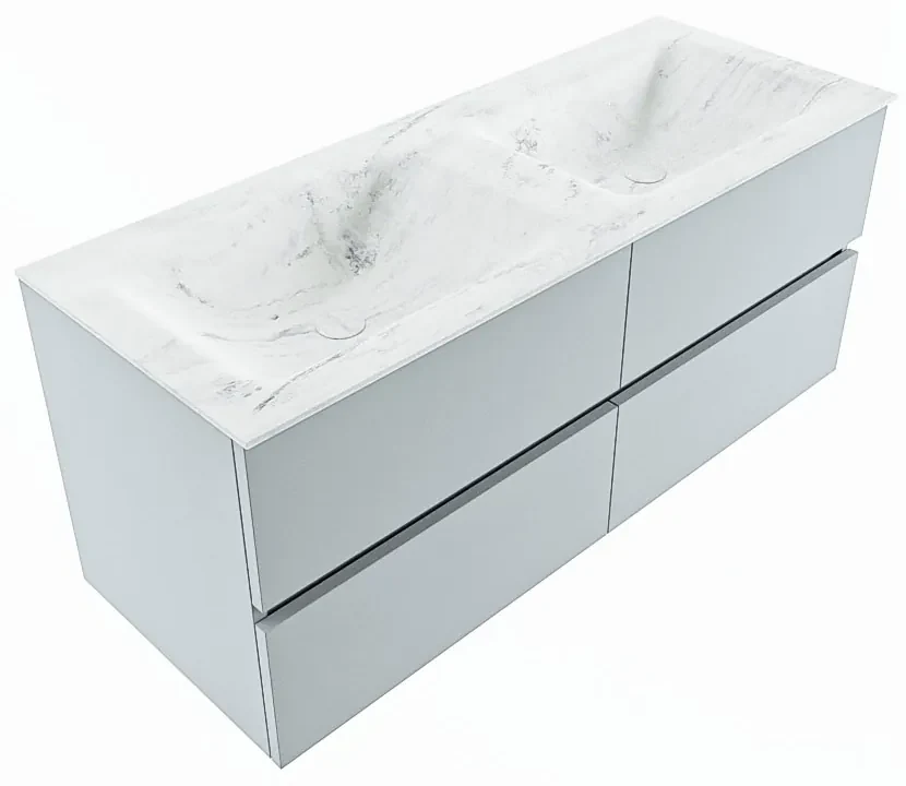 Mondiaz Vica DLux badmeubel 120cm clay 4 lades met wastafel opalo dubbel 2 kraangaten