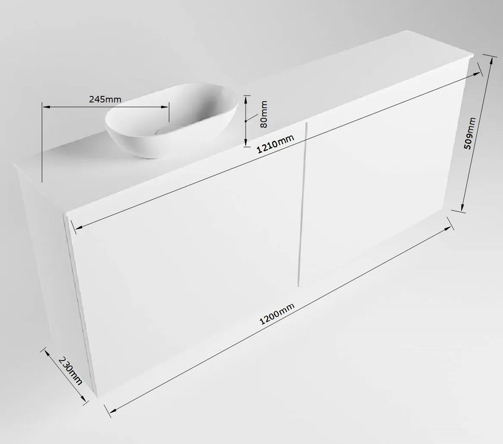 Mondiaz Fowy toiletmeubel 120cm ocher met gele waskom links zonder kraangat