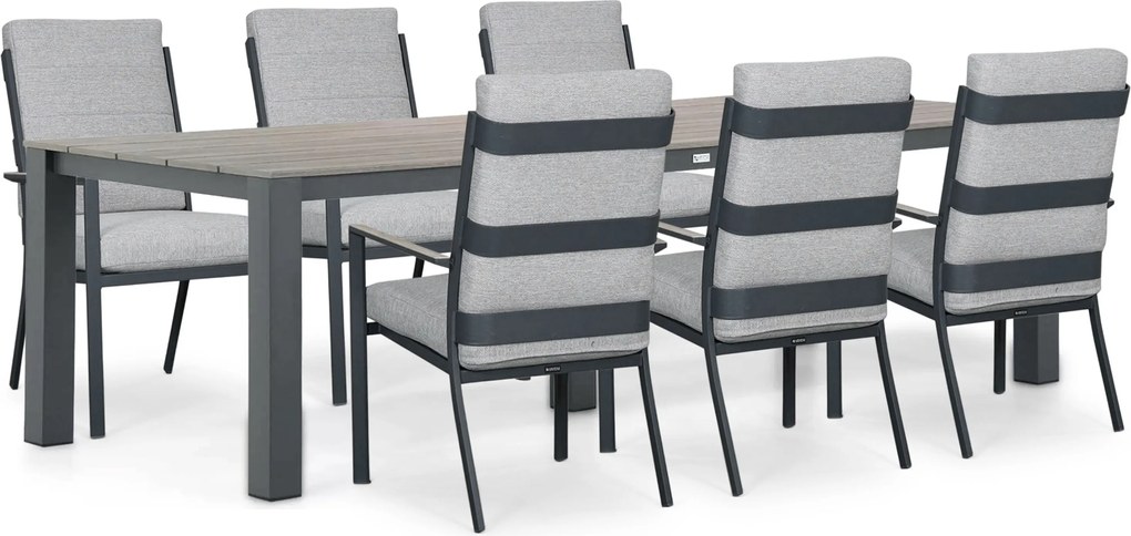 Tuinset 6 personen 240 cm Aluminium Grijs Lifestyle Garden Furniture Lecce/Valley