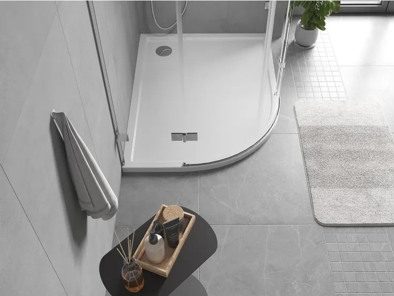 Mexen Flow asymmetrische halve cirkel douchebak slim rechts 100 x 80 cm, wit glans - 46Q108010R