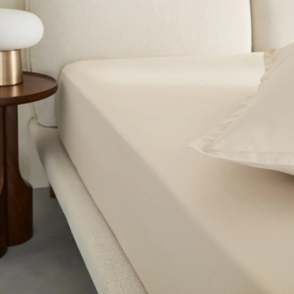 Hoeslaken in gewassen perkal, omslag 30 cm, Sabbal