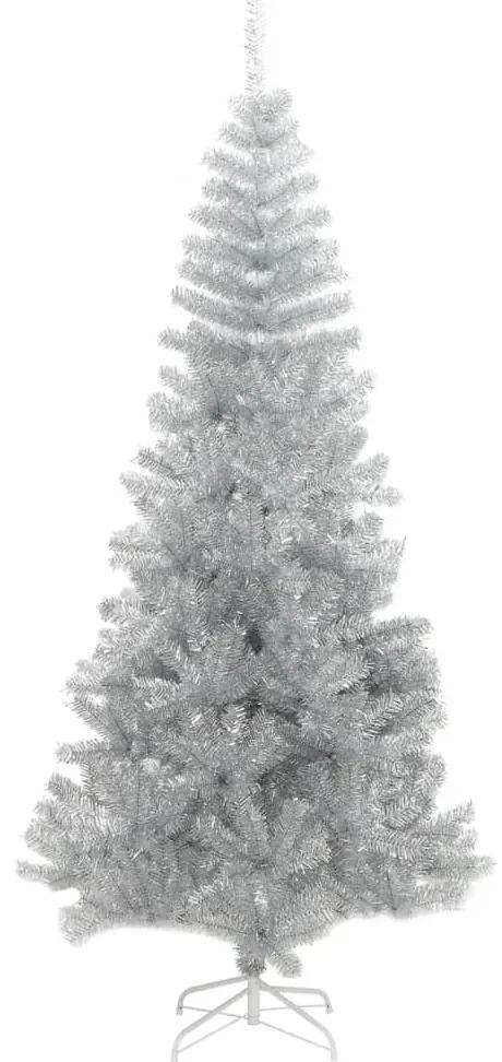 vidaXL Kunstkerstboom met standaard 240 cm PET zilverkleurig