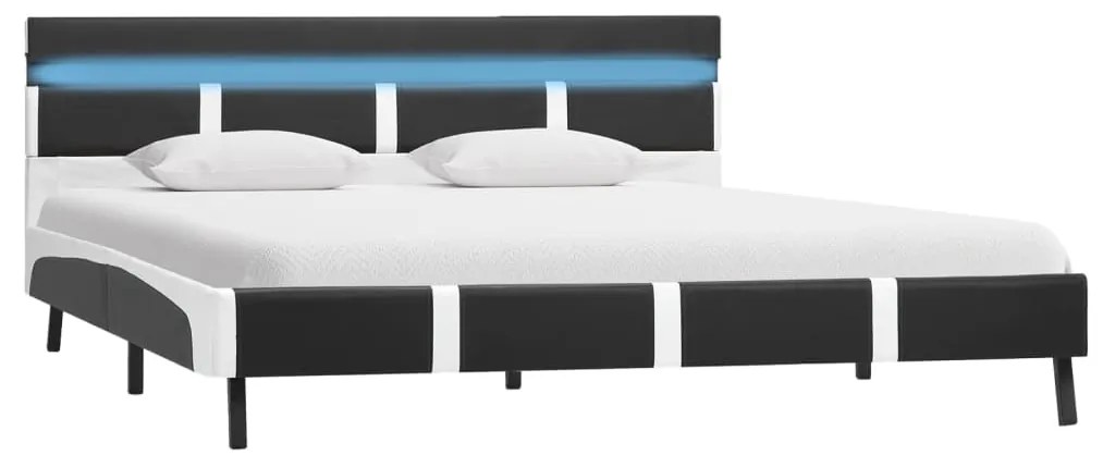 vidaXL Bedframe met LED kunstleer grijs 120x200 cm