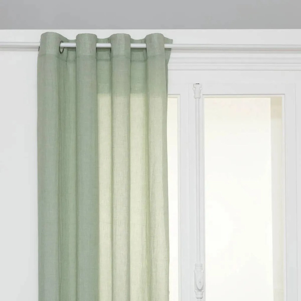 Atmosphera Paxta Gordijn– Groen – 130x240 cm – Katoen&amp;Polyester– Met Ringen – Lichtdoorlatend