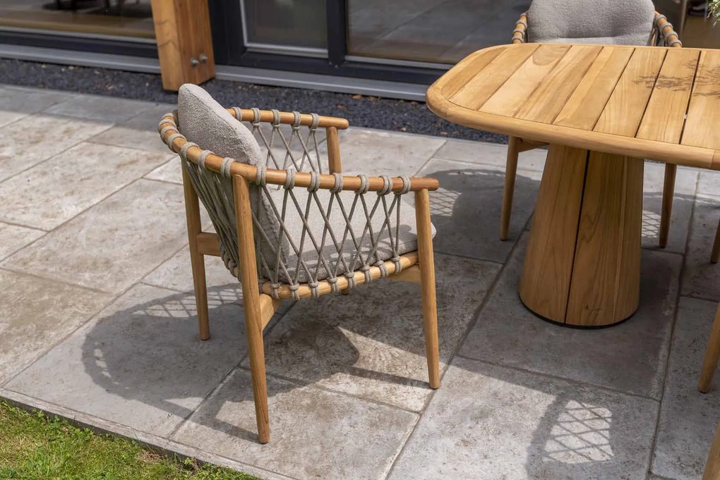 4 Seasons Outdoor Nora tuinset naturel teak met Capri tafel 240 x 110 cm SALE Tuinset beige weerbestendig