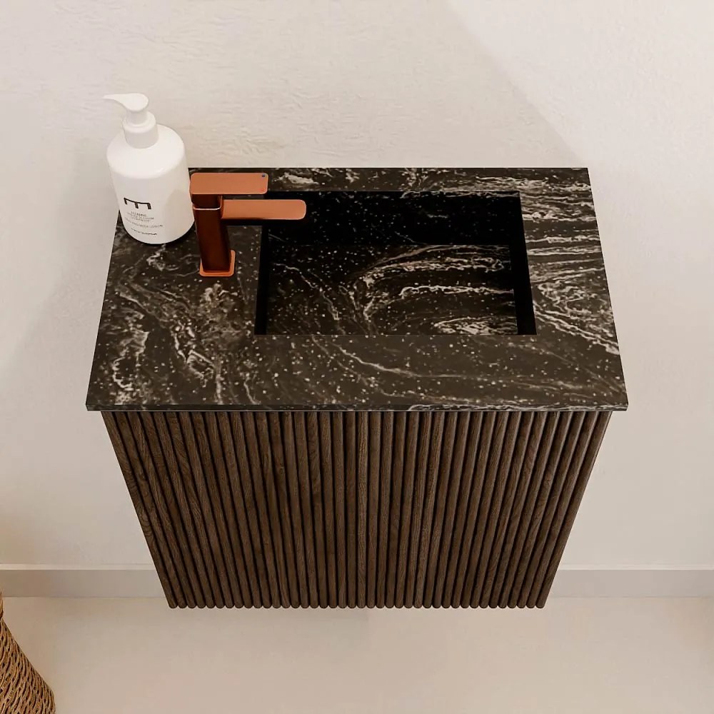Mondiaz Joya DLux 40cm toiletmeubel walnut met wastafel faye rechts 1 kraangat lava
