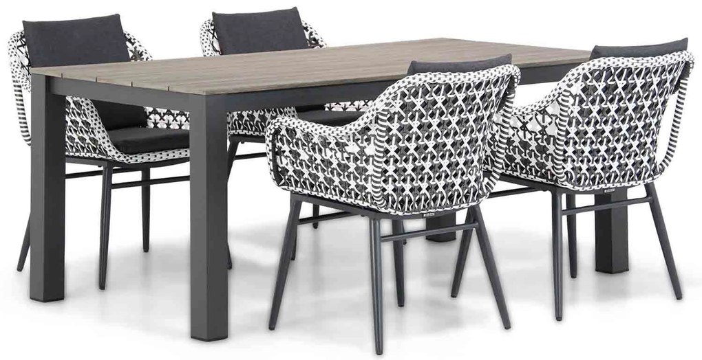 Tuinset 4 personen 180 cm Wicker/Aluminium Zwart Lifestyle Garden Furniture Dolphin/Valley