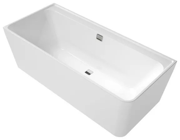 Villeroy & Boch Collaro half vrijstaand hoekbad 180x80cm rechthoek hoek links overloop chroom Acryl Glans Wit UBA180COR9CL00VD01