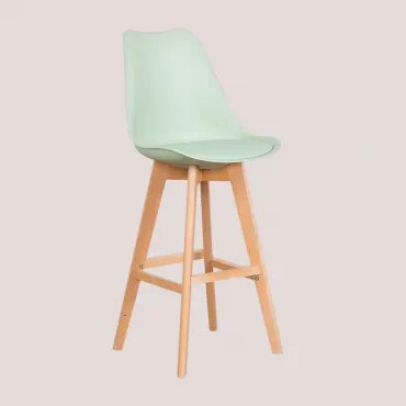 Hoge Kruk Met Kunstleren Kussen Nordic Celadon & ↑76 Cm - Sklum