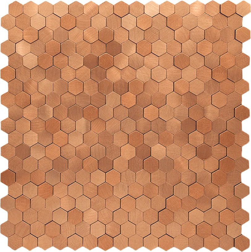 Zelfklevende Mozaïektegels Metaal | Mini Hexagon 3D Koper | 29,8×30,7 cm | Keuken, Bad & WC
