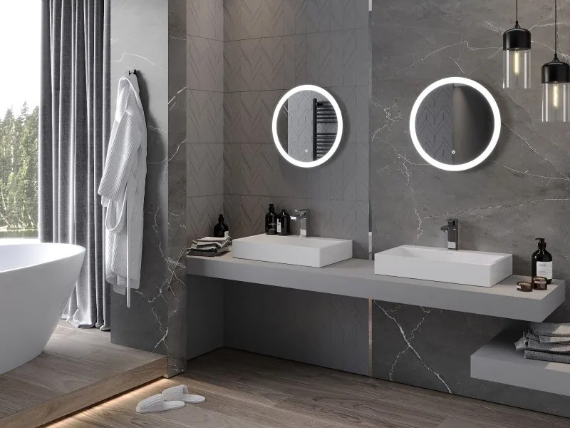 Mexen Oro verlichte badkamer spiegel, rond 50 cm, LED 6000K, anti-condens - 9824-050-050-611-00