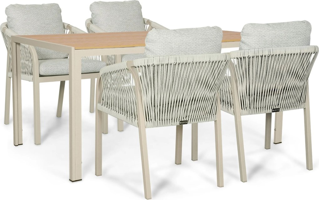 Tuinset 4 personen 150 cm Rope Taupe Lifestyle Garden Furniture Biagio/Creta