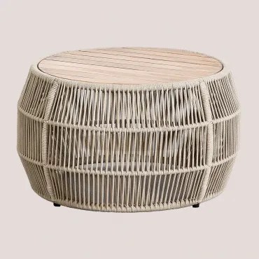Ronde Salontafel Ø80cm Van Acaciahout Krot Beige – Crème - Sklum