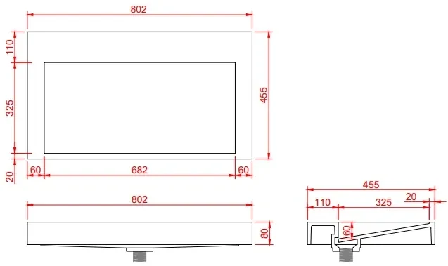 Muebles Estella badmeubel ribbelfront 80cm zwart mat met solid surface wastafel zonder kraangat
