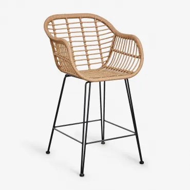 Set Van 2 Hoge Krukken Van Synthetisch Rieten Zole ↑75 Cm & Geen Kussen - Sklum