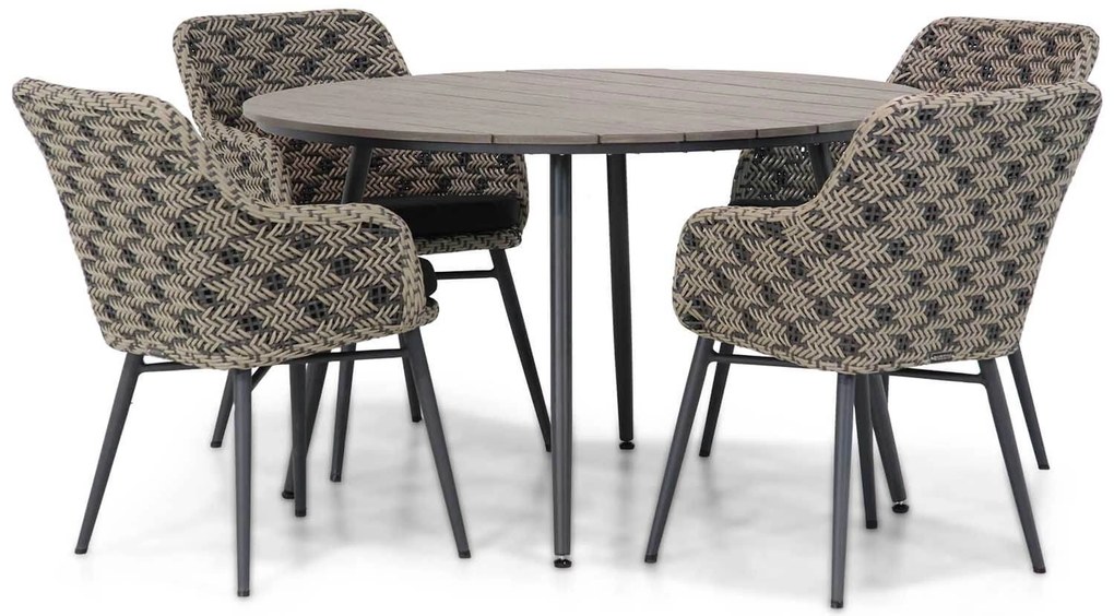 Tuinset Ronde Tuintafel 4 personen 125 cm Wicker Taupe  Lifestyle Garden Furniture Crossway/Matale
