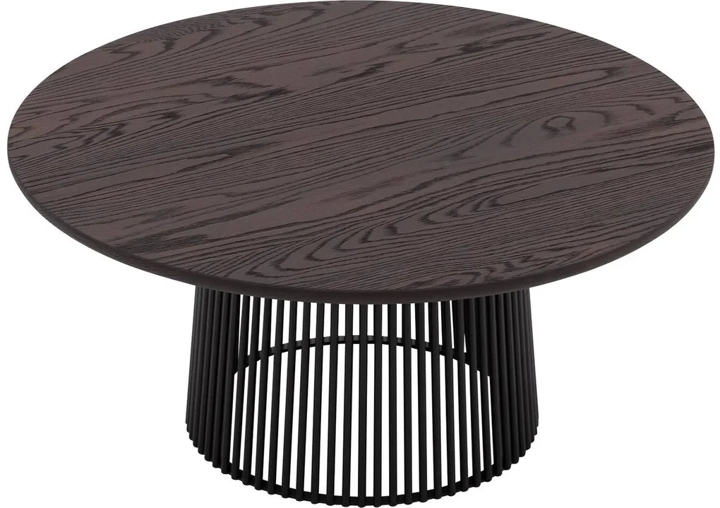 Goossens Excellent Salontafel Uniek rond, hout eiken bruin, elegant chic, 80 x 37 x 80 cm