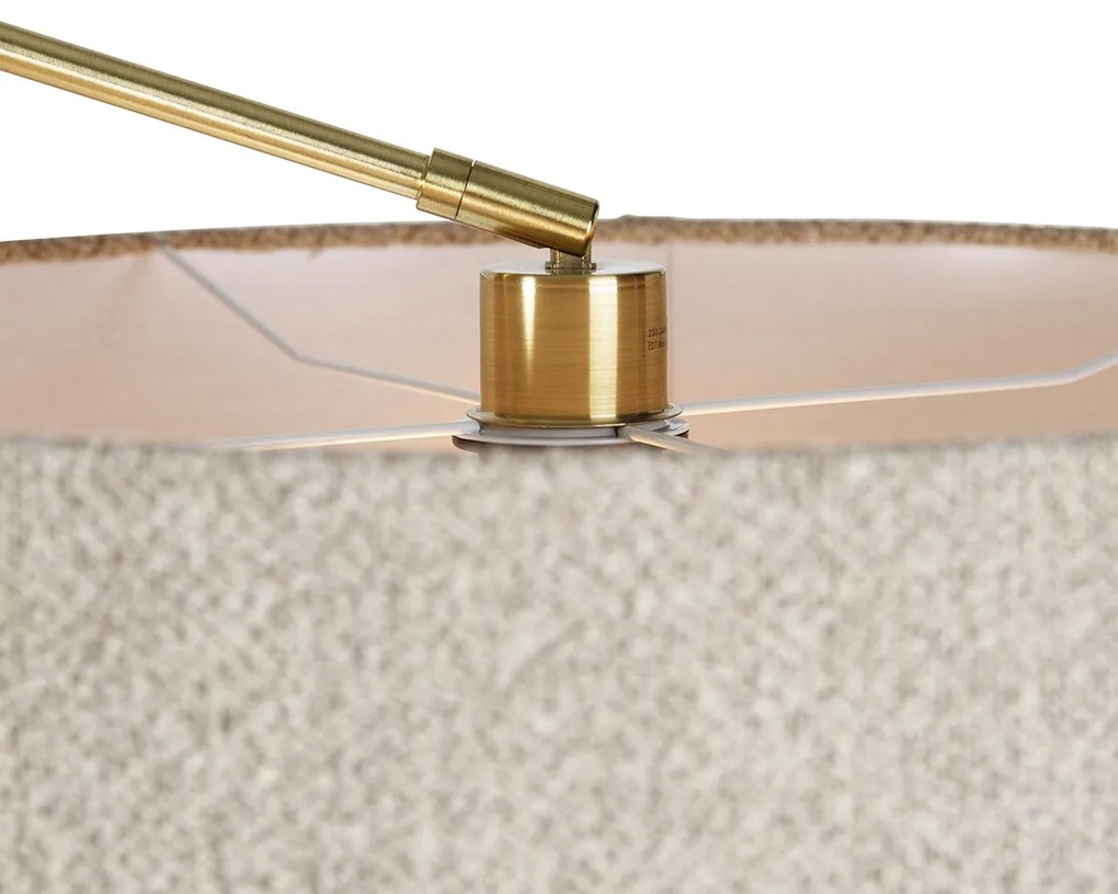 Vloerlamp goud met boucle kap taupe 50 cm verstelbaar - Editor Design, Modern E27 Binnenverlichting Lamp