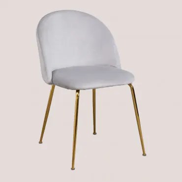 Kana Design Eetkamerstoel In Fluweel Perłowoszary & Goud - Sklum